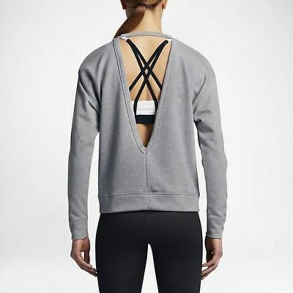 NIKE Dri Fit Versa Training Open Back Sweatshirt - Picture 1 of 5